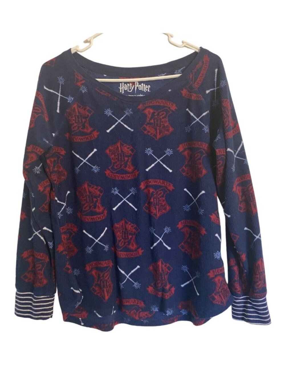 Harry Potter Size Large Soft Stretch Sleep Shirt Long Sleeve Blue NWOT